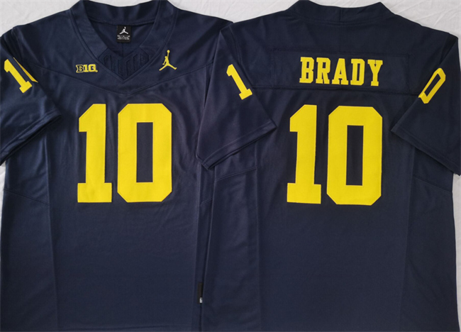 Men's Michigan Wolverines #10 Tom Brady Navy F.U.S.E Stitched Jersey Men's Michigan Wolverines #10 Tom Brady Navy F.U.S.E Stitched Jersey