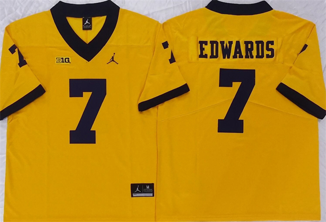 Men's Michigan Wolverines #7 Donovan Edwards Yellow Stitched Jersey Men's Michigan Wolverines #7 Donovan Edwards Yellow Stitched Jersey