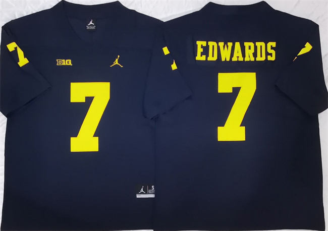 Men's Michigan Wolverines #7 Donovan Edwards Navy Stitched Jersey Men's Michigan Wolverines #7 Donovan Edwards Navy Stitched Jersey