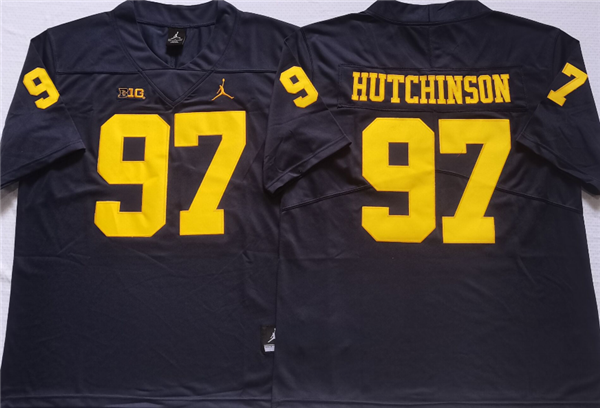 Men's Michigan Wolverines #97 HUTCHINSON Blue Stitched Jersey Men's Michigan Wolverines #97 HUTCHINSON Blue Stitched Jersey
