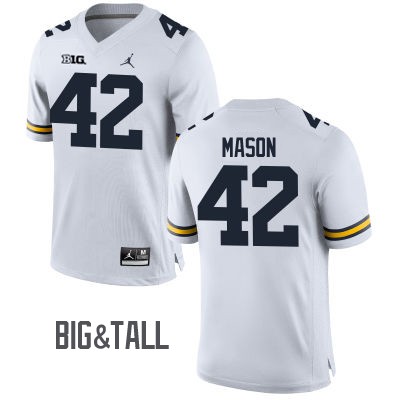 Men's Michigan Wolverines #42 Ben Mason White Big&Tall Performance Jersey Men's Michigan Wolverines #42 Ben Mason White Big&Tall Performance Jersey