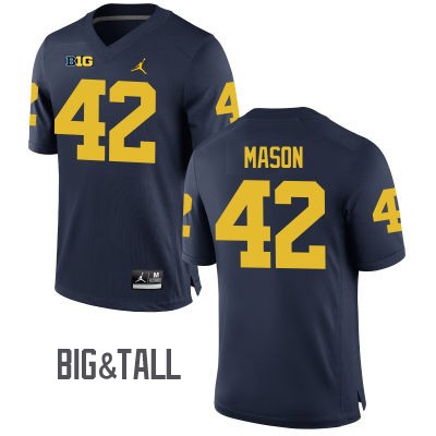 Men's Michigan Wolverines #42 Ben Mason Blue Big&Tall Performance Jersey Men's Michigan Wolverines #42 Ben Mason Blue Big&Tall Performance Jersey