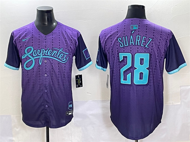Men's Arizona Diamondbacks #28 Eugenio Suárez Purple 2025 City Connect Limited Stitched Baseball Jersey Men's Arizona Diamondbacks #28 Eugenio Suárez Purple 2025 City Connect Limited Stitched Baseball Jersey