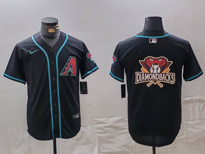 Men's Arizona Diamondbacks Black Team Big Logo Cool Base Stitched Baseball Jersey Men's Arizona Diamondbacks Black Team Big Logo Cool Base Stitched Baseball Jersey