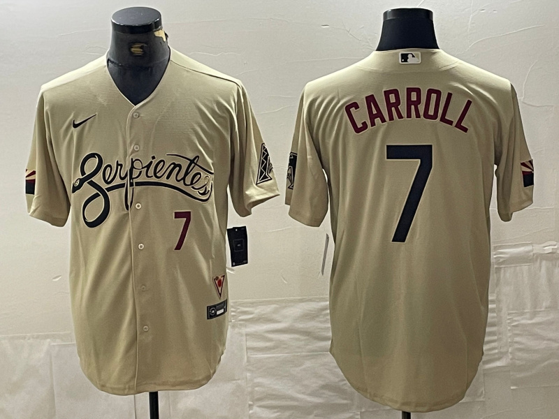 MLB Diamondbacks 7 Corbin Carroll Cream City Nike Cool Base Men Jersey