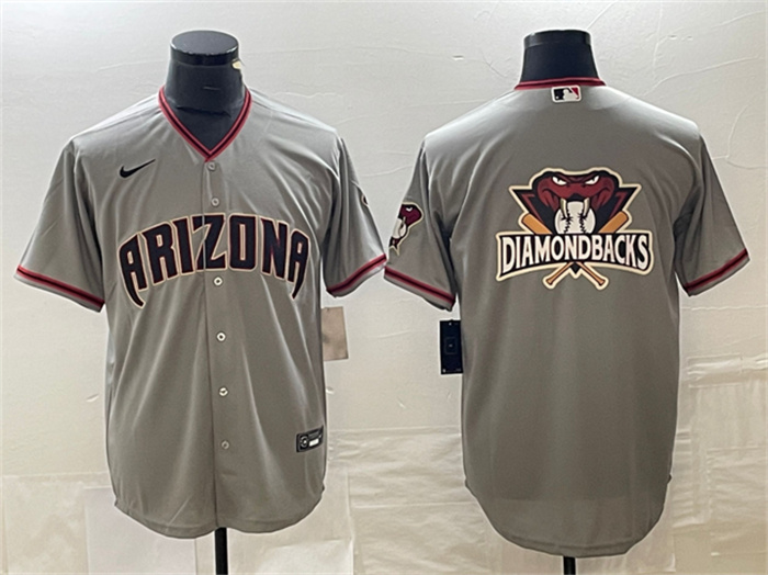 Men's Arizona Diamondbacks Grey Team Big Logo Cool Base Stitched Baseball JerseyS Men's Arizona Diamondbacks Grey Team Big Logo Cool Base Stitched Baseball JerseyS