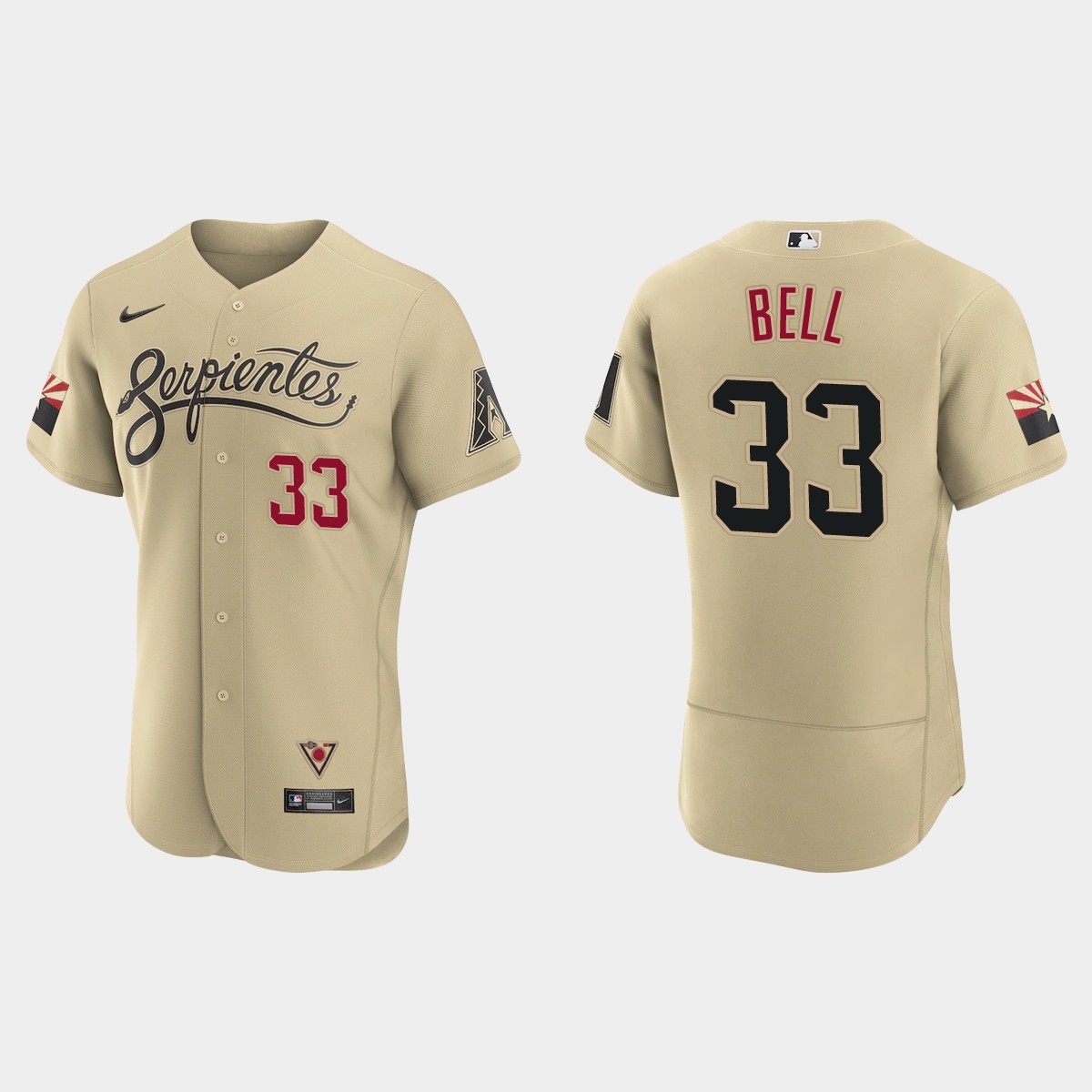Arizona Diamondbacks #33 Jay Bell Men's Nike 2021 City Connect Authentic MLB Jersey Gold Arizona Diamondbacks #33 Jay Bell Men's Nike 2021 City Connect Authentic MLB Jersey Gold