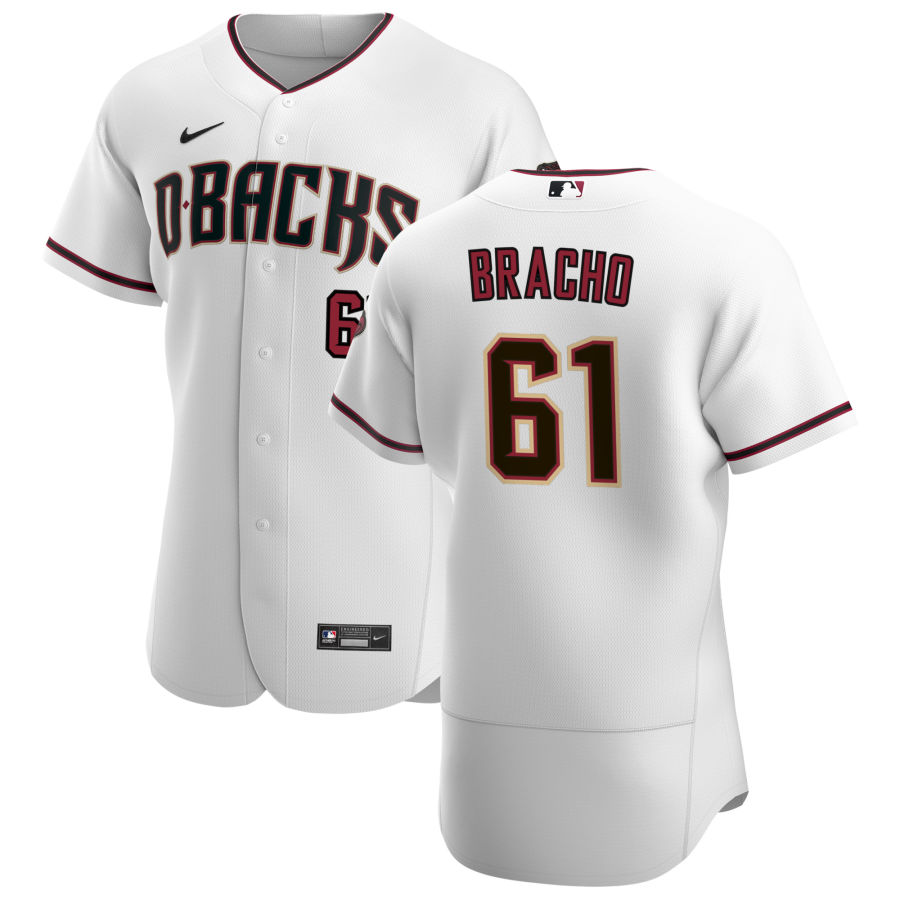 Arizona Diamondbacks #61 Silvino Bracho Men's Nike White Crimson Authentic Home Team MLB Jersey Arizona Diamondbacks #61 Silvino Bracho Men's Nike White Crimson Authentic Home Team MLB Jersey