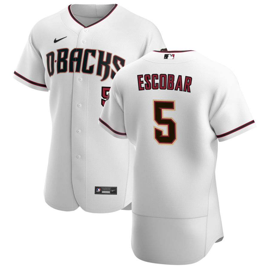 Arizona Diamondbacks #5 Eduardo Escobar Men's Nike White Crimson Authentic Home Team MLB Jersey Arizona Diamondbacks #5 Eduardo Escobar Men's Nike White Crimson Authentic Home Team MLB Jersey