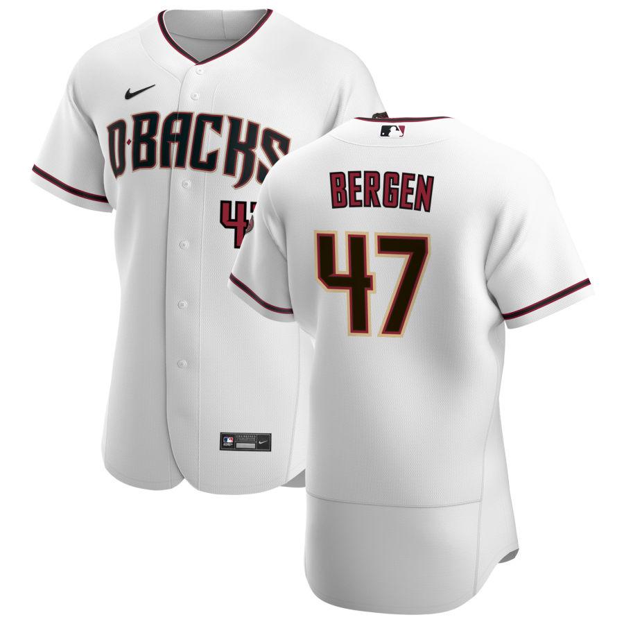 Arizona Diamondbacks #47 Travis Bergen Men's Nike White Crimson Authentic Home Team MLB Jersey Arizona Diamondbacks #47 Travis Bergen Men's Nike White Crimson Authentic Home Team MLB Jersey