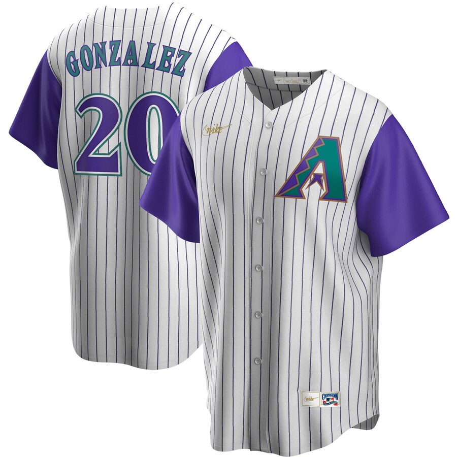 Arizona Diamondbacks #20 Luis Gonzalez Nike Alternate Cooperstown Collection Player MLB Jersey Cream Purple Arizona Diamondbacks #20 Luis Gonzalez Nike Alternate Cooperstown Collection Player MLB Jersey Cream Purple