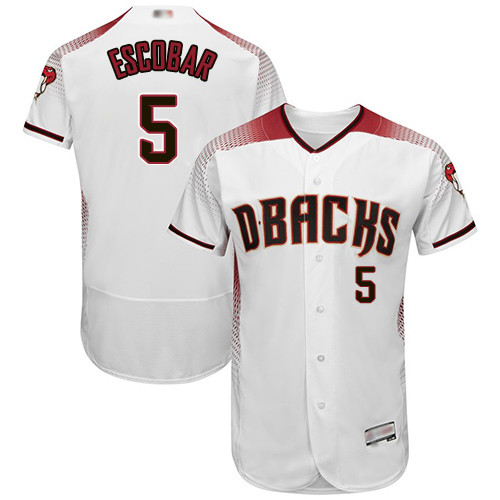 Diamondbacks #5 Eduardo Escobar White Crimson Flexbase Authentic Collection Stitched Baseball Jersey Diamondbacks #5 Eduardo Escobar White Crimson Flexbase Authentic Collection Stitched Baseball Jersey