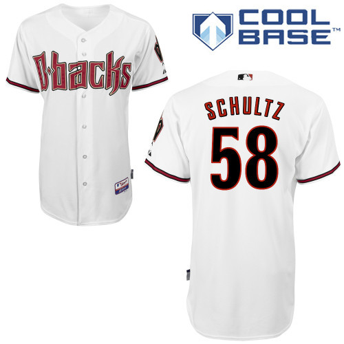 Arizona Diamondbacks #58 Schultz White Authentic Personalized Home cool Jersey Arizona Diamondbacks #58 Schultz White Authentic Personalized Home cool Jersey