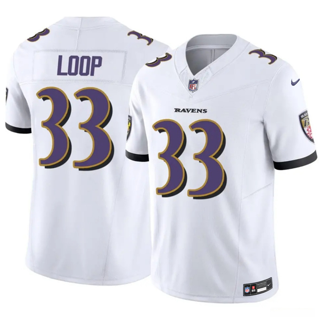 Men's Baltimore Ravens #33 Tyler Loop White 2025 F.U.S.E. Vapor Limited Football Jersey Men's Baltimore Ravens #33 Tyler Loop White 2025 F.U.S.E. Vapor Limited Football Jersey