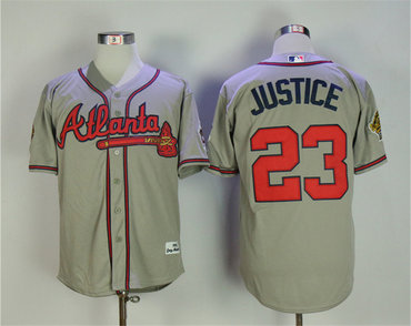 Braves 23 David Justice Gray 1995 Throwback Jersey Braves 23 David Justice Gray 1995 Throwback Jersey