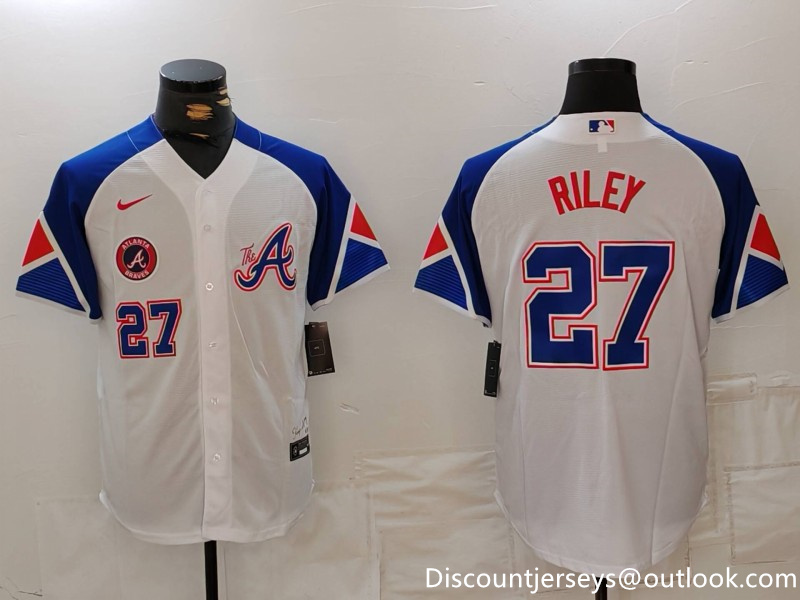 MLB Braves 27 Riley White City Connect Cool Base Men Jersey 9 MLB Braves 27 Riley White City Connect Cool Base Men Jersey 9