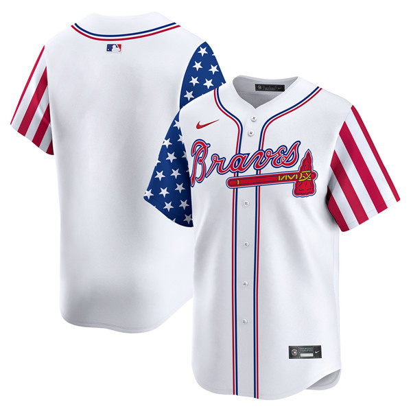 Men's Atlanta Braves Blank White 2024 Independence Day Vapor Limited Stitched Baseball Jersey Men's Atlanta Braves Blank White 2024 Independence Day Vapor Limited Stitched Baseball Jersey