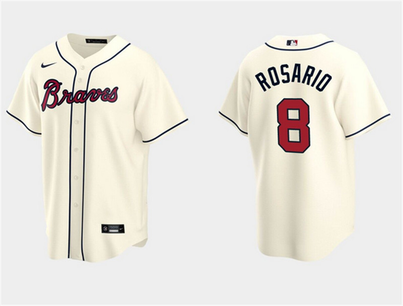 Men's Atlanta Braves #8 Eddie Rosario Cream Cool Base Stitched Jersey Men's Atlanta Braves #8 Eddie Rosario Cream Cool Base Stitched Jersey