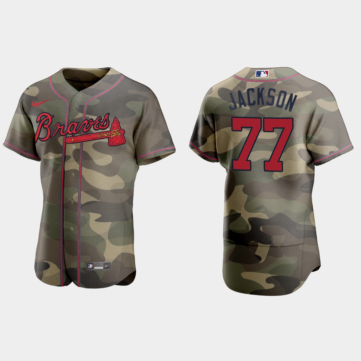 Atlanta Braves #77 Luke Jackson Men's Nike 2021 Armed Forces Day Authentic MLB Jersey -Camo Atlanta Braves #77 Luke Jackson Men's Nike 2021 Armed Forces Day Authentic MLB Jersey -Camo