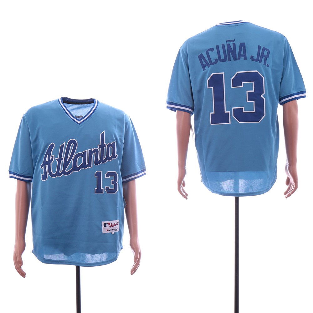 Braves #13 Ronald Acuna Jr. Royal Cooperstown Collection Stitched Baseball Jersey Braves #13 Ronald Acuna Jr. Royal Cooperstown Collection Stitched Baseball Jersey