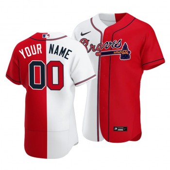 Braves Custom Split White Red Two-Tone Jersey Braves Custom Split White Red Two-Tone Jersey