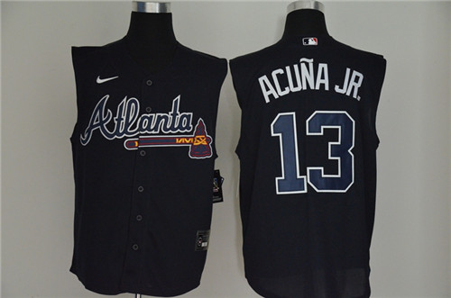 Braves 13 Ronald Acuna Jr. Navy Nike Cool Base Sleeveless Jersey Braves 13 Ronald Acuna Jr. Navy Nike Cool Base Sleeveless Jersey