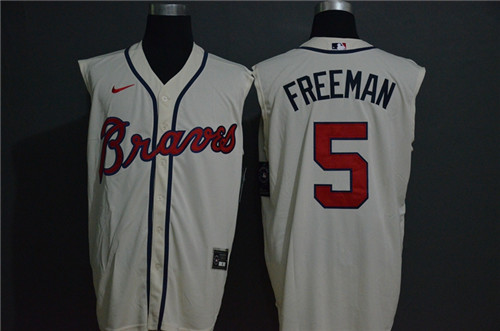 Braves 5 Freddie Freeman White Nike Cool Base Sleeveless Jersey Braves 5 Freddie Freeman White Nike Cool Base Sleeveless Jersey