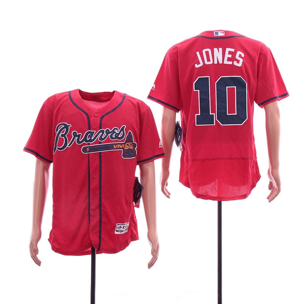 Braves 10 Chipper Jones Red Flexbase Jersey Braves 10 Chipper Jones Red Flexbase Jersey