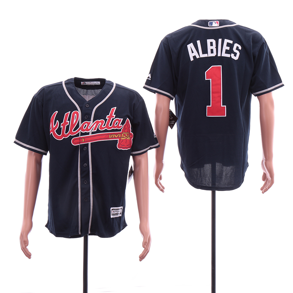 Braves 1 Ozzie Albies Navy Cool Base Jersey Braves 1 Ozzie Albies Navy Cool Base Jersey