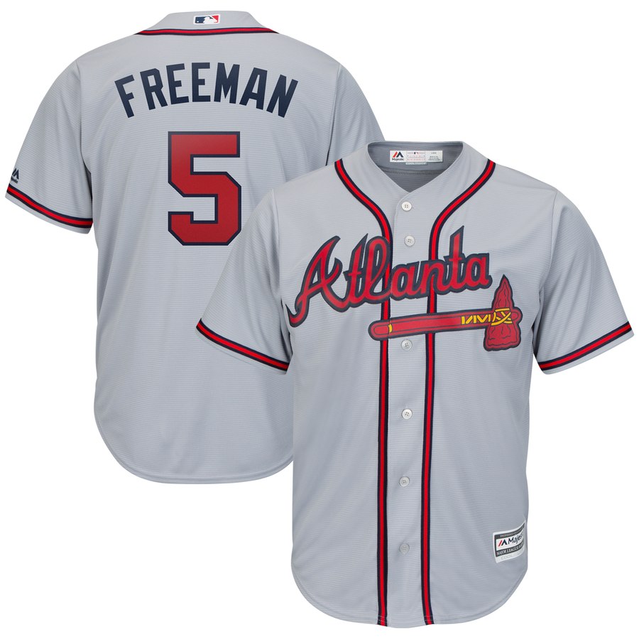 Braves 5 Freddie Freeman Gray Cool Base Jersey Braves 5 Freddie Freeman Gray Cool Base Jersey