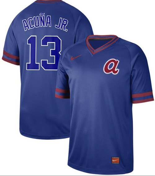 Braves #13 Ronald Acuna Jr. Royal Authentic Cooperstown Collection Stitched Baseball Jersey Braves #13 Ronald Acuna Jr. Royal Authentic Cooperstown Collection Stitched Baseball Jersey