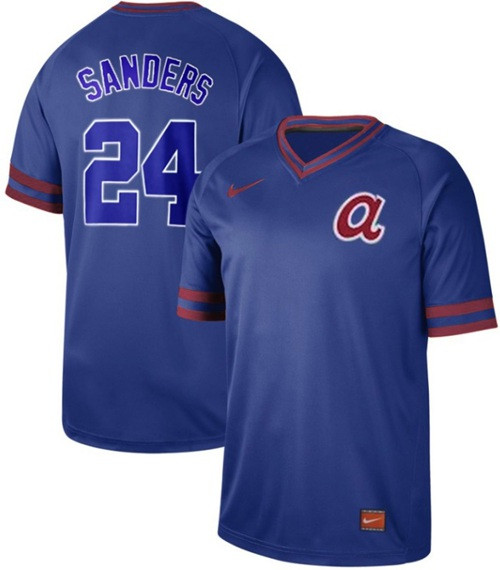Braves #24 Deion Sanders Royal Authentic Cooperstown Collection Stitched Baseball Jersey Braves #24 Deion Sanders Royal Authentic Cooperstown Collection Stitched Baseball Jersey
