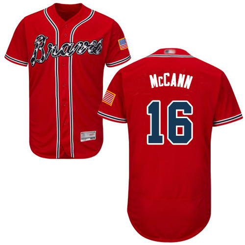 Braves #16 Brian McCann Red Flexbase Authentic Collection Stitched Baseball Jersey Braves #16 Brian McCann Red Flexbase Authentic Collection Stitched Baseball Jersey