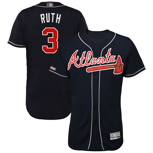Braves #3 Babe Ruth Navy Blue Flexbase Authentic Collection Stitched Baseball Jersey Braves #3 Babe Ruth Navy Blue Flexbase Authentic Collection Stitched Baseball Jersey