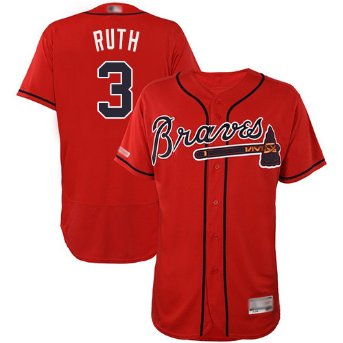 Braves #3 Babe Ruth Red Flexbase Authentic Collection Stitched Baseball Jersey Braves #3 Babe Ruth Red Flexbase Authentic Collection Stitched Baseball Jersey