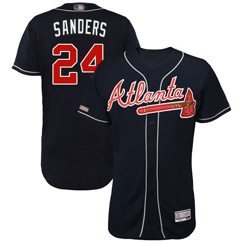 Braves #24 Deion Sanders Navy Blue Flexbase Authentic Collection Stitched Baseball Jersey Braves #24 Deion Sanders Navy Blue Flexbase Authentic Collection Stitched Baseball Jersey