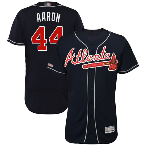 Braves #44 Hank Aaron Navy Blue Flexbase Authentic Collection Stitched Baseball Jersey Braves #44 Hank Aaron Navy Blue Flexbase Authentic Collection Stitched Baseball Jersey