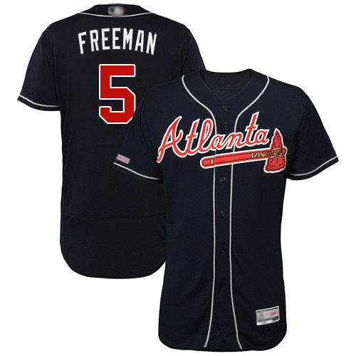 Braves #5 Freddie Freeman Navy Blue Flexbase Authentic Collection Stitched Baseball Jersey Braves #5 Freddie Freeman Navy Blue Flexbase Authentic Collection Stitched Baseball Jersey