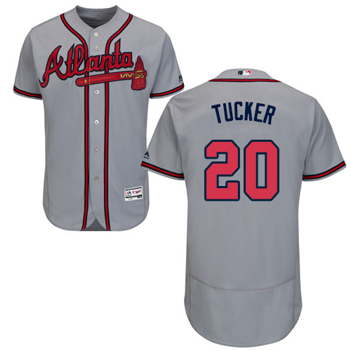 Braves #20 Preston Tucker Grey Flexbase Authentic Collection Stitched Baseball Jersey Braves #20 Preston Tucker Grey Flexbase Authentic Collection Stitched Baseball Jersey