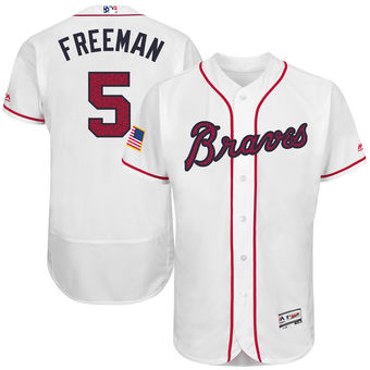 Atlanta Braves Freddie Freeman Majestic Fashion Stars & Stripes FlexBase Player Jersey - White Atlanta Braves Freddie Freeman Majestic Fashion Stars & Stripes FlexBase Player Jersey - White