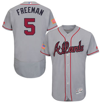 Atlanta Braves Freddie Freeman Majestic Fashion Stars & Stripes FlexBase Player Jersey - Gray Atlanta Braves Freddie Freeman Majestic Fashion Stars & Stripes FlexBase Player Jersey - Gray