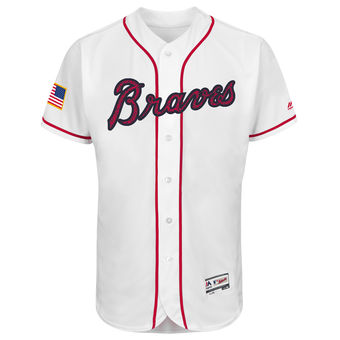 Atlanta Braves Majestic Fashion Stars & Stripes FlexBase Team Jersey - White Atlanta Braves Majestic Fashion Stars & Stripes FlexBase Team Jersey - White