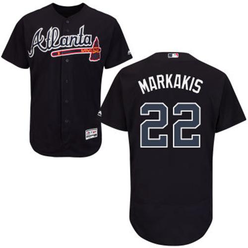 Braves #22 Nick Markakis Navy Blue Flexbase Authentic Collection Stitched MLB Jersey Braves #22 Nick Markakis Navy Blue Flexbase Authentic Collection Stitched MLB Jersey