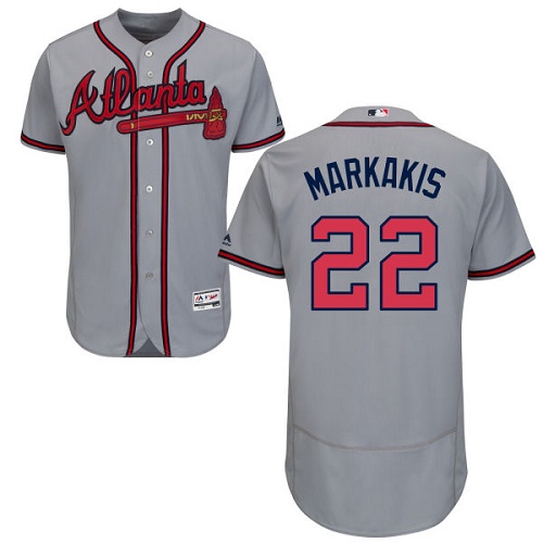 Braves #22 Nick Markakis Grey Flexbase Authentic Collection Stitched MLB Jersey Braves #22 Nick Markakis Grey Flexbase Authentic Collection Stitched MLB Jersey
