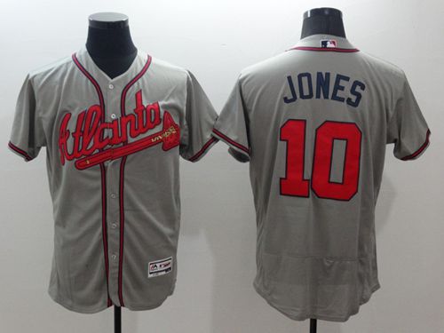 Braves #10 Chipper Jones Grey Flexbase Authentic Collection Stitched MLB Jersey Braves #10 Chipper Jones Grey Flexbase Authentic Collection Stitched MLB Jersey