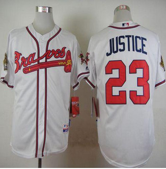 Atlanta Braves #23 David Justice White Cool Base Stitched Baseball Jersey Atlanta Braves #23 David Justice White Cool Base Stitched Baseball Jersey