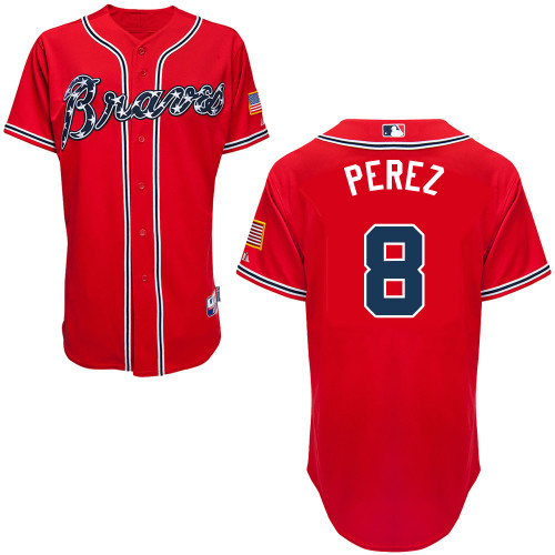 Atlanta Braves #8 Perez Gonzalez Red Authentic Personalized Alternate Jersey Atlanta Braves #8 Perez Gonzalez Red Authentic Personalized Alternate Jersey