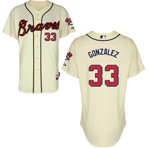 Atlanta Braves #33 Gonzalez Beige Authentic Personalized Alternate Jersey Atlanta Braves #33 Gonzalez Beige Authentic Personalized Alternate Jersey