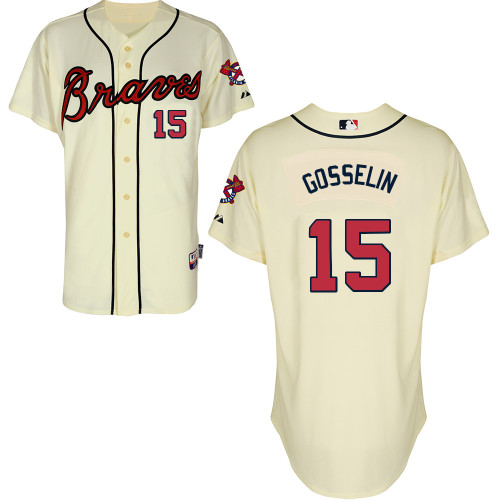 Atlanta Braves #15 Gosselin Beige Authentic Personalized Alternate Jersey Atlanta Braves #15 Gosselin Beige Authentic Personalized Alternate Jersey