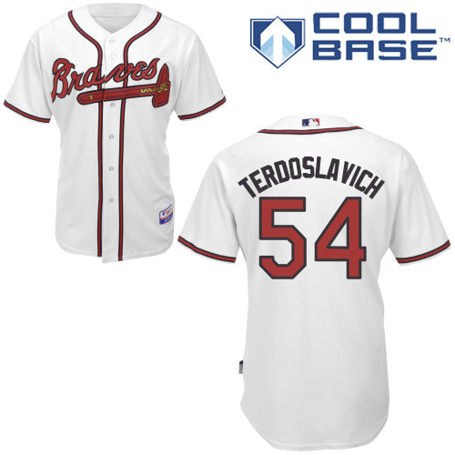 Atlanta Braves#54 Terdoslavich White Authentic Personalized Home Jersey Atlanta Braves#54 Terdoslavich White Authentic Personalized Home Jersey